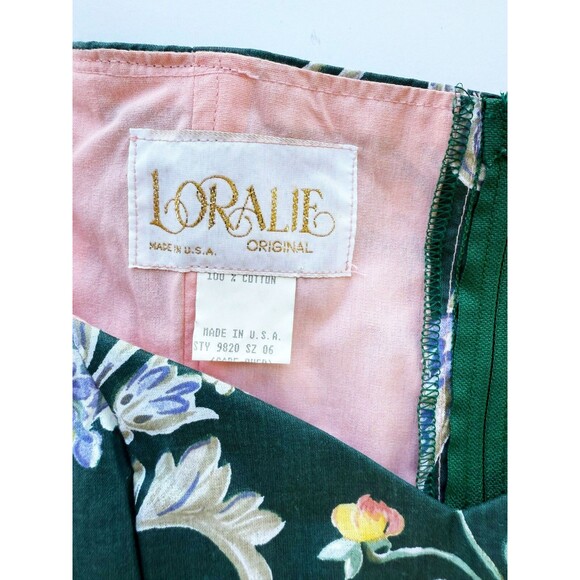 80's Vintage Loralie Floral Cotton Swing Square Dance Sweetheart Dress 6 fits XS - Picture 9 of 10